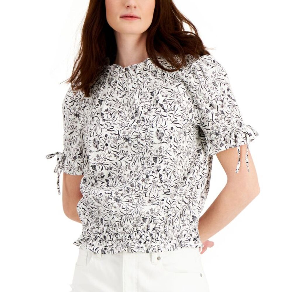 INC International Concepts Womens Printed Boat Neck Top